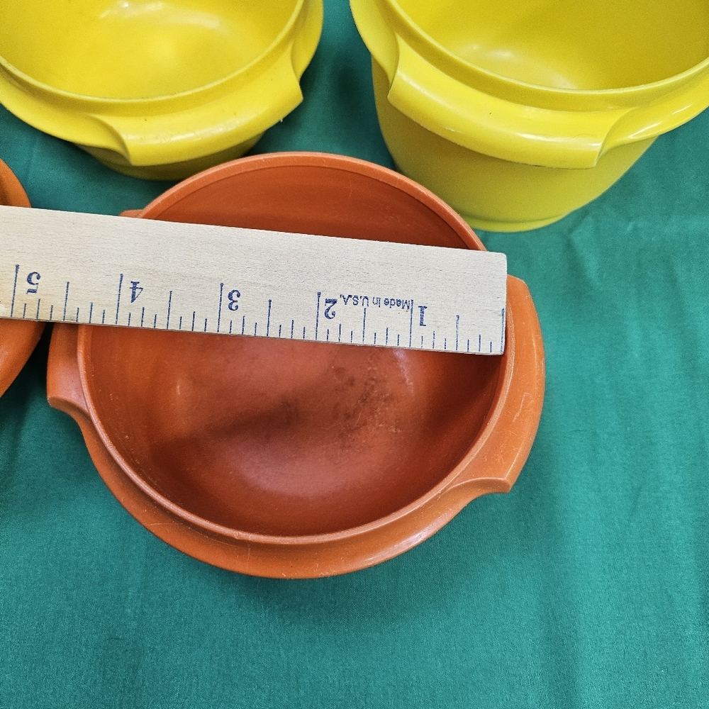 Vtg Tupperware Servalier Storage Bowls Yellow Orange Green 886-31 Lot 812-41 - Picture 9 of 16